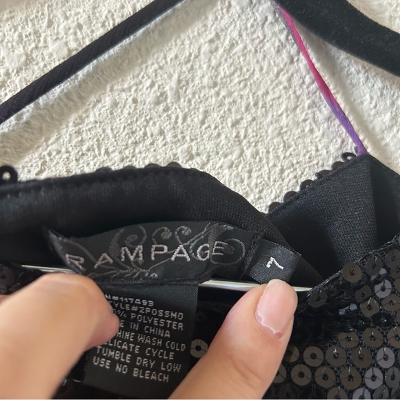 Rampage Women’s Dress Sz 7 Babydoll Black Purple Pink Sequins Party Date Wedding - Picture 12 of 13